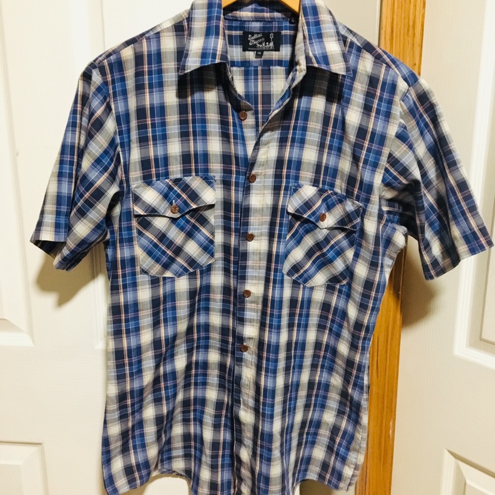 Men’s Vintage Short Sleeve Plaid Button Down
